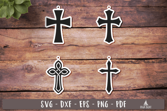 Christian Cross Earrings Keychain SVG for Graphics and Crafts