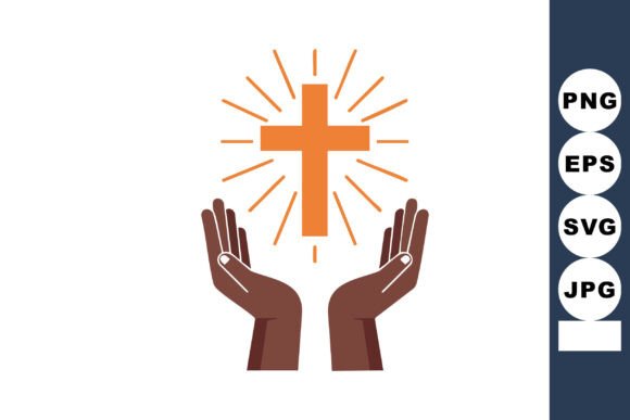 Christian Cross with Raised Hands: A Graphics Gem for Spiritual Content