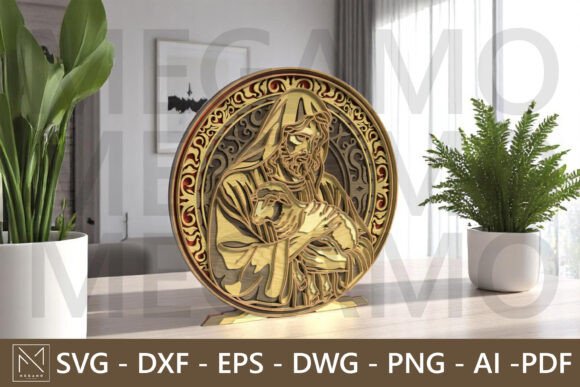 Elegant Jesus and Lamb SVG for Wall Decor and Branding