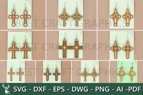 Esus Cross Earrings: A Laser Cutting Design Asset
