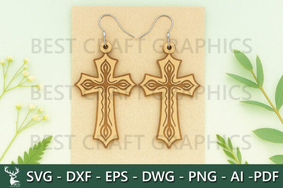 Graceful Cross Earrings – A Laser Cut Design Asset