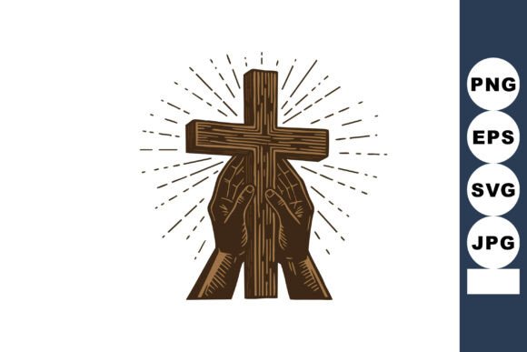 Hands Holding Wooden Christian Cross: A Calm, Vintage Graphic
