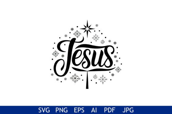 Jesus Christmas Star Tree Design for Crafts and Graphics