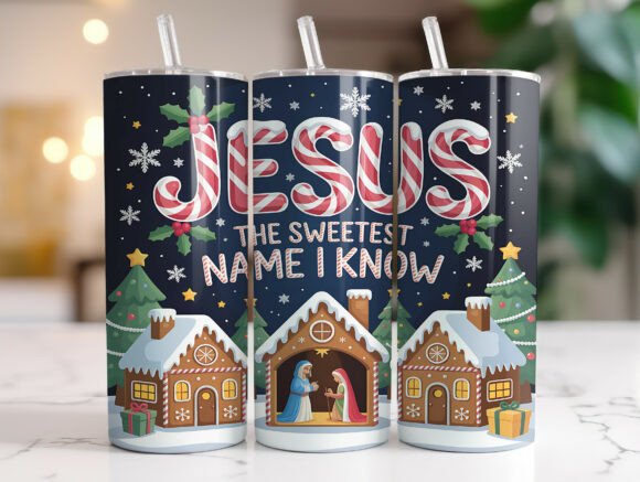 Jesus Love Christmas Tumbler Wrap PNG for Graphics
