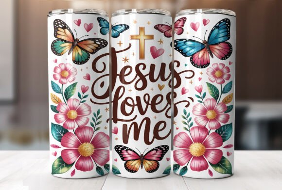 Jesus Loves Me 20oz Tumbler Wrap PNG: A Perfect Graphic for Handmade Creations