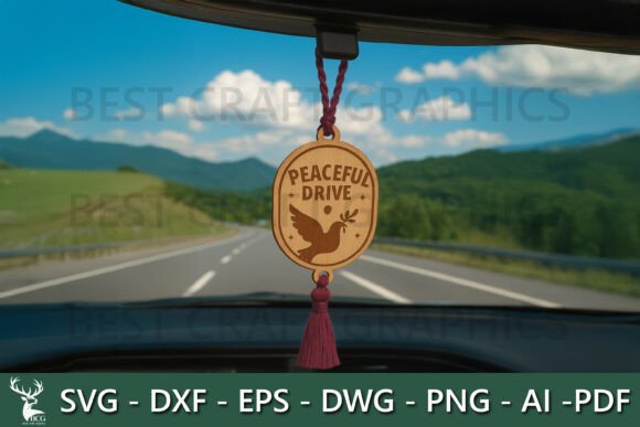 Peaceful Drive Car Hanger SVG: A Faithful Embroidery Design